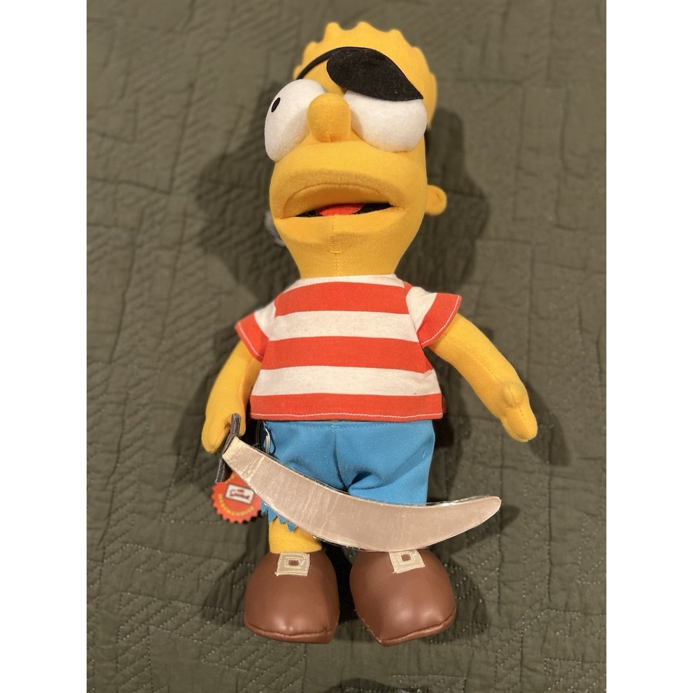 Bart Simpson Pirate Plush Eye Patch Sword-Matching keychain By Applause